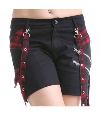 Women Tartan Punk Black Short 